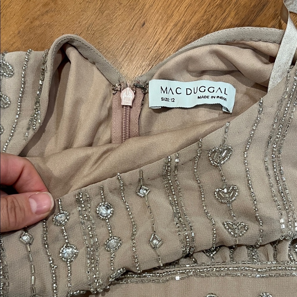 Mac Duggal Blush Nude Beaded Maxi Dress - Picture 5 of 9